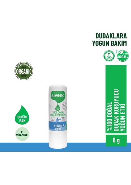 %100 Doğal Dudak Koruyucu Yoğun Etki Bitkisel Lipbalm Krem Nemlendirici Parlatıcı Onarıcı 6 G