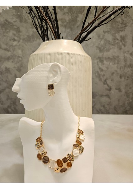 Altın Kaplama Şık Geometrik Takı Seti fiyatları