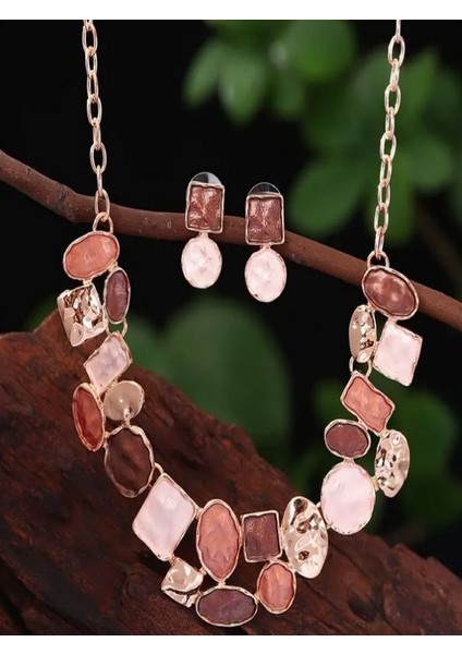 Altın Kaplama Şık Geometrik Takı Seti modelleri