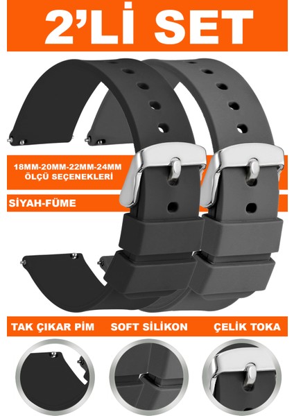 18MM-20MM-22MM-24MM Soft Silikon Saat Kordonu Kayışı A72-MODEL-3