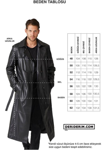 Siyah Matrix Hakiki Deri Kruvaze Düğme Kapamalı Yırtmaçlı Astarlı Kemerli Trençkot Erkek Kaban indirimleri