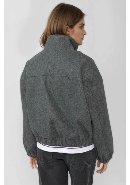 Kadın Oversize Dik Yaka Kaşe Ceket Koyu Gri fırsatları