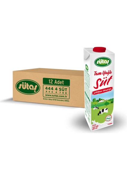 Tam Yağlı Süt 1 L (12 Adet)