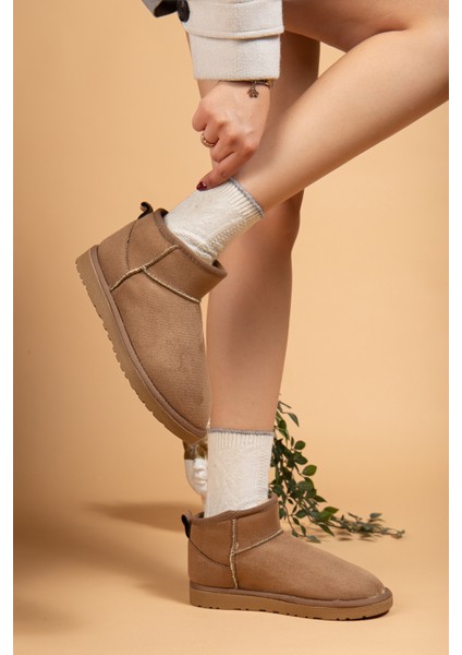 Kadın Kışlık Bot Süet Içi Yünlü Kürklü Ince Tabanlı Bilek Boy Kısa Mini Ug Bot fırsatları