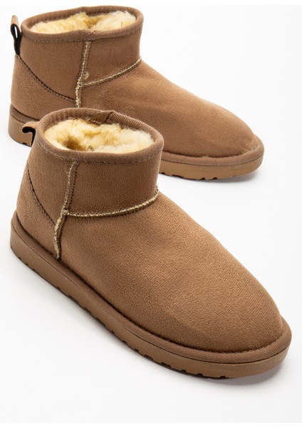 Kadın Kışlık Bot Süet Içi Yünlü Kürklü Ince Tabanlı Bilek Boy Kısa Mini Ug Bot