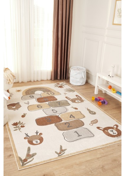 Bohem Kids Seksek Çok Renkli Yumuşak Dokulu Çocuk Odası Halısı