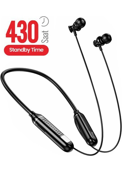 Boyundan Askılı Bluetooth Kulaklık — Samsung A34 / S24 / Z Flip 5 (Net Konuşma 430 Saat)
