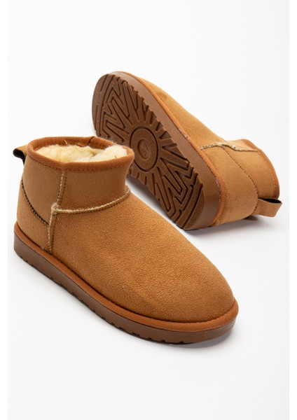 Kadın Kışlık Bot Süet Içi Yünlü Kürklü Ince Tabanlı Bilek Boy Kısa Mini Ug Bot