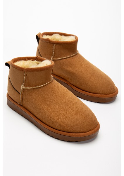 Kadın Kışlık Bot Süet Içi Yünlü Kürklü Ince Tabanlı Bilek Boy Kısa Mini Ug Bot