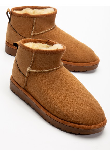 Kadın Kışlık Bot Süet Içi Yünlü Kürklü Ince Tabanlı Bilek Boy Kısa Mini Ug Bot