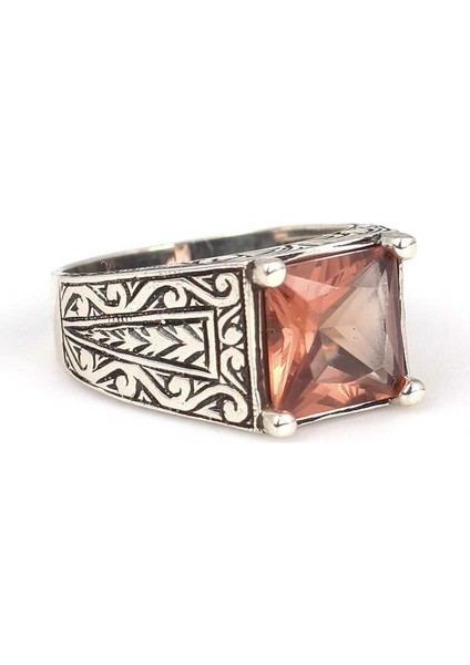 925 Ayar Gümüş Kare Zultanit Taşlı Erkek Yüzüğü