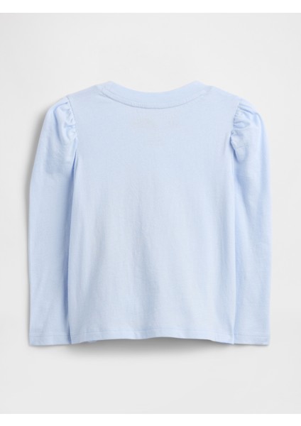 Kız Bebek Açık Mavi Gabby's Dollhouse Puff Sleeve Grafik Baskılı T-Shirt modelleri