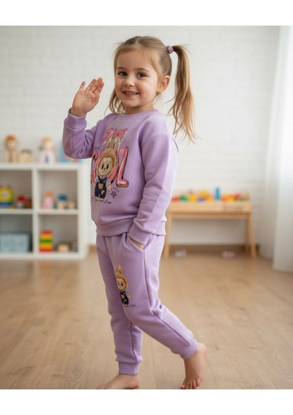 Labubu Karakterli Kız Çocuk Alt Üst Takım 3 Iplik modelleri