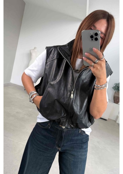 Siyah Deri Yelek modelleri