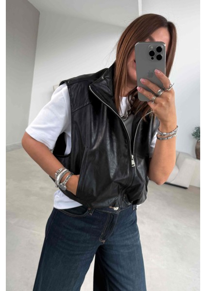 Siyah Deri Yelek indirimleri