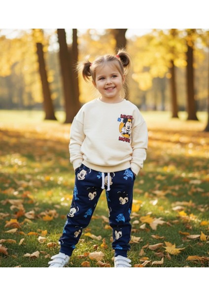 Mıckey Mouse Karakterli Kız Çocuk Alt Üst Takım 3 Iplik