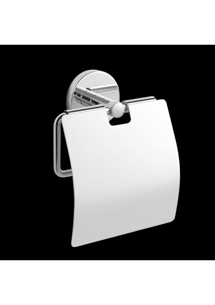 Kapaklı Wc Kağıt Aparatı Vidalı Paslanmaz Metal Duvar Tuvalet Kağıtlık Banyo Aksesuarı Gümüş Krom