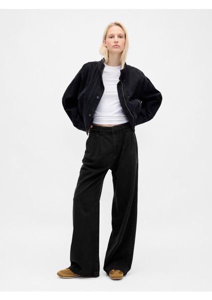 Kadın Siyah 365 High Rise Ultrasoft Pileli Denim Pantolon