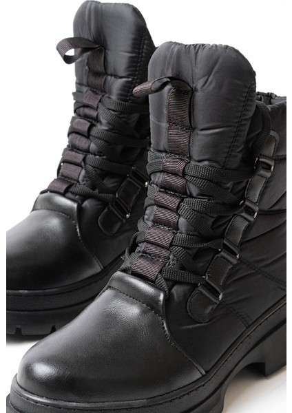 Siyah Bağcıklı Su Geçirmez Kadın Premium Kar Botu indirimleri