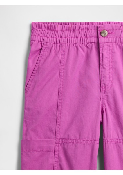 Kız Çocuk Pembe Twill Loose Kargo Pantolon fiyatları