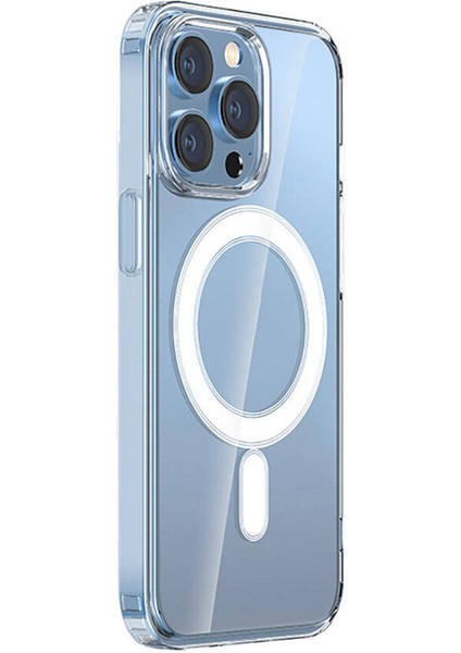 Apple iPhone 15 Pro Kılıf Magsafe Şarj Özellikli Şeffaf Sert Pc Inc Embos Kapak-Renksiz