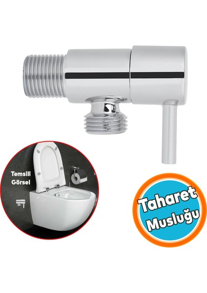 1 Adet Alafranga Flex Hortum Bağlantı Ara Musluk Klozet Aç Kapa Taharet Musluğu Metal Rezervuar Wc