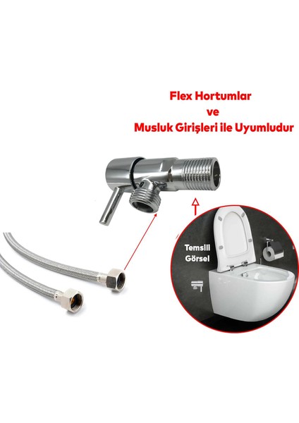1 Adet Alafranga Flex Hortum Bağlantı Ara Musluk Klozet Aç Kapa Taharet Musluğu Metal Rezervuar Wc modelleri