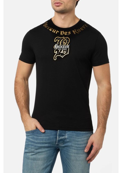 T-Shirt Con Grafica Black-Gold