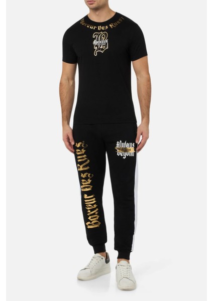 T-Shirt Con Grafica Black-Gold fırsatları