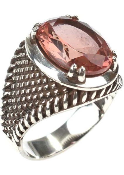 925 Ayar Gümüş Zultanit Oval Taşlı Erkek Yüzüğü