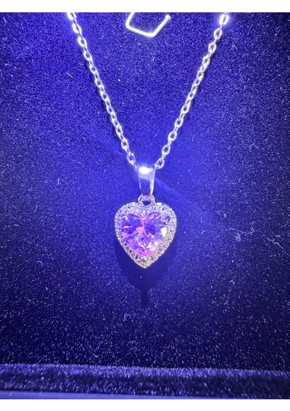 Işıklı Kutuda Pembe Çelik Kolye modelleri