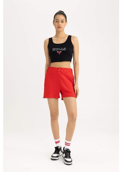 Fit NBA Chicago Bulls Cropped Fit Bisiklet Yaka Atlet