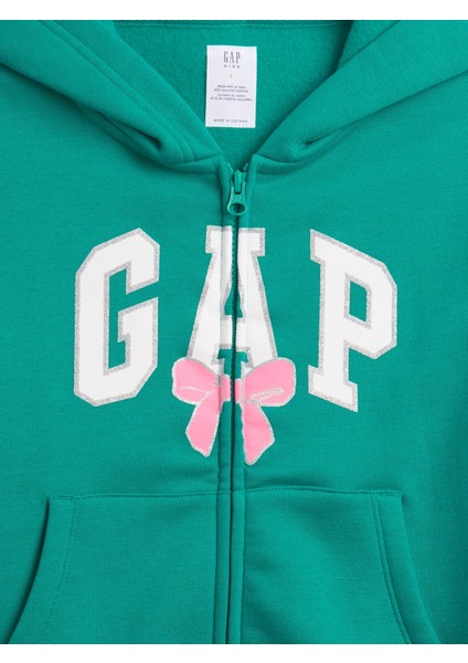 Kız Çocuk Turkuaz Relaxed Gap Logo Fermuarlı Sweatshirt fiyatları