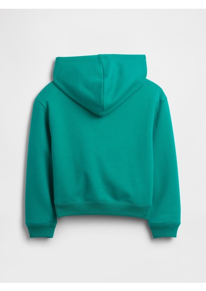 Kız Çocuk Turkuaz Relaxed Gap Logo Fermuarlı Sweatshirt modelleri