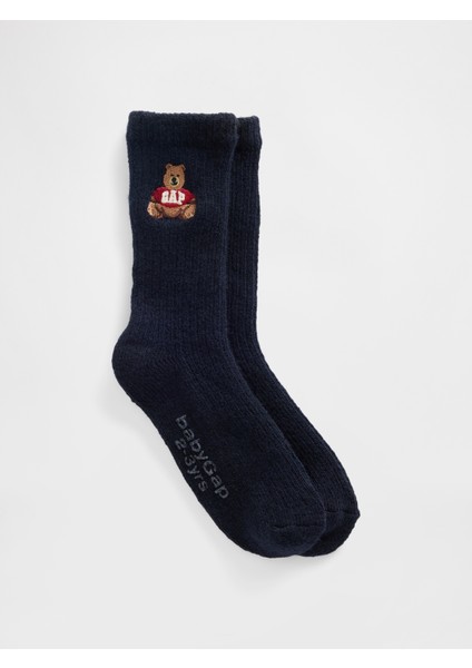 Bebek Lacivert Brannan Bear Logo Çorap