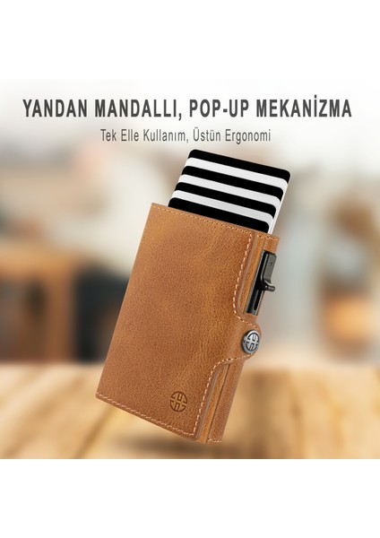 Palermo Taba Mekanizmalı Kartlık Hakiki Deri Cüzdan Unisex Kadın Erkek Rfid Korumalı