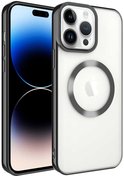 iPhone 14 Pro Max Uyumlu Magsafe Wireless Şarj Özellikli Senk Setro Silikon-Siyah