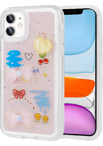 iPhone 11 Uyumlu Kabartma Figürlü Parlak Inc Minimini Silikon Kapak-Pembe fırsatları
