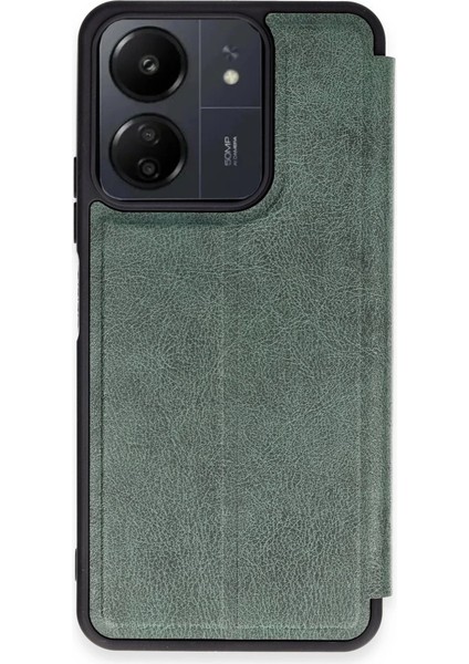 Buğz Newface Xiaomi Redmi 13C Kılıf Flip Cover - Koyu Yeşil