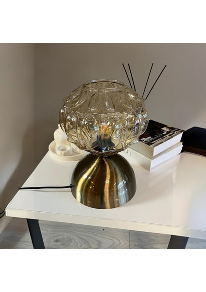 Şila Cam Bal Rengi Masa Lambası Dekoratif Masaüstü Aydınlatma Hol Abajur Yatak Odası Başucu Lamba fiyatları