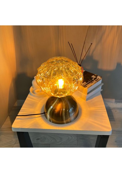 Şila Cam Bal Rengi Masa Lambası Dekoratif Masaüstü Aydınlatma Hol Abajur Yatak Odası Başucu Lamba fırsatları