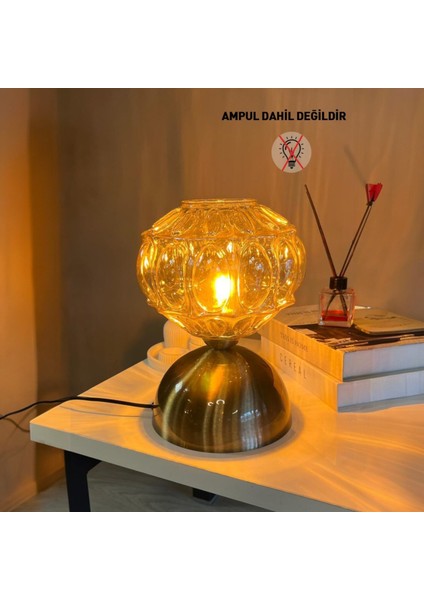 Şila Cam Bal Rengi Masa Lambası Dekoratif Masaüstü Aydınlatma Hol Abajur Yatak Odası Başucu Lamba indirimleri