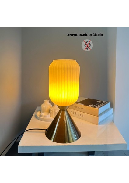 Wingmn Cam Beyaz Masa Lambası Dekoratif Masaüstü Aydınlatma Hol Abajur Yatak Odası Başucu Lamba
