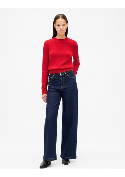 Kadın Kırmızı Cashsoft Bisiklet Yaka Kazak indirimleri