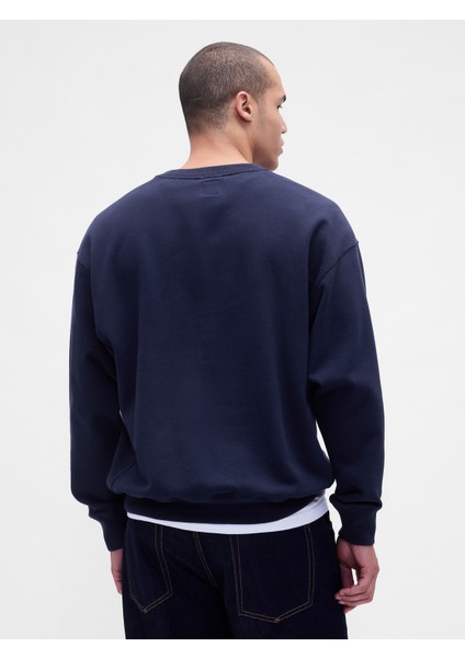 Erkek Lacivert Heavyweight Oversized Logo Sweatshirt fırsatları