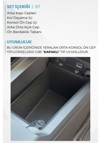 Peugeot 3008 Iıı / P64 Uyumlu Konfor Seti -Araç Içi Eşya Ceplerine Özel Kumaş Kaplama / 2024 Sonrası fiyatları