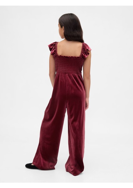 Kız Çocuk Bordo Kadife Tulum modelleri