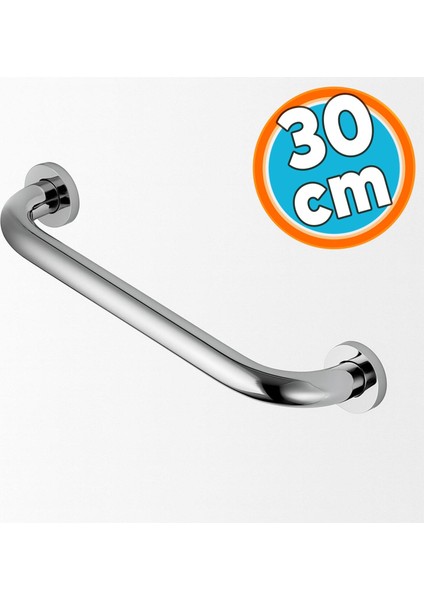 Paslanmaz Çelik Tutunma Barı 19 Çap 30 cm Krom Banyo Tuvalet Güvenlik Destek Aparatı Engelli Tutamağı