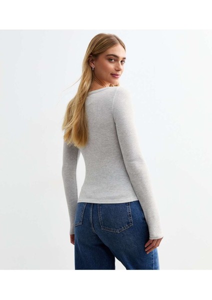 Kadın Siyah Uzun Kol, Derin Havuz Yaka Bluz, Fitilli Kaşkorse Kumaş fırsatları