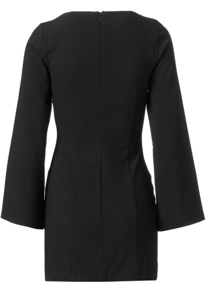 Önü Biye Detay Mini Elbise Siyah fiyatları